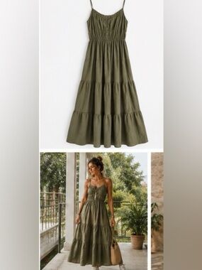 Primark NWT Olive Khaki Tiered Maxi Dress Size L